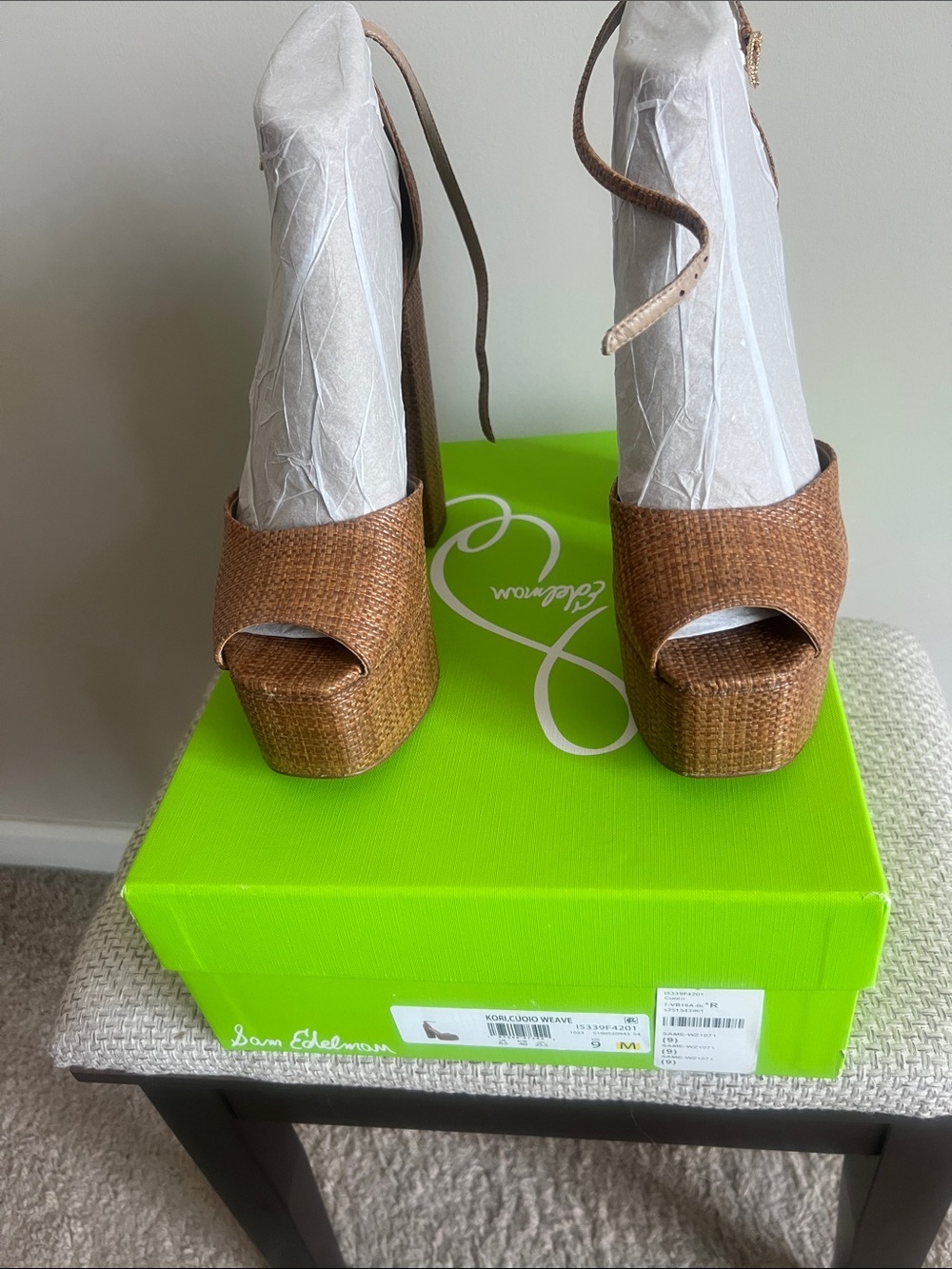 Sam Edelman Brown Woven Platform Sandals